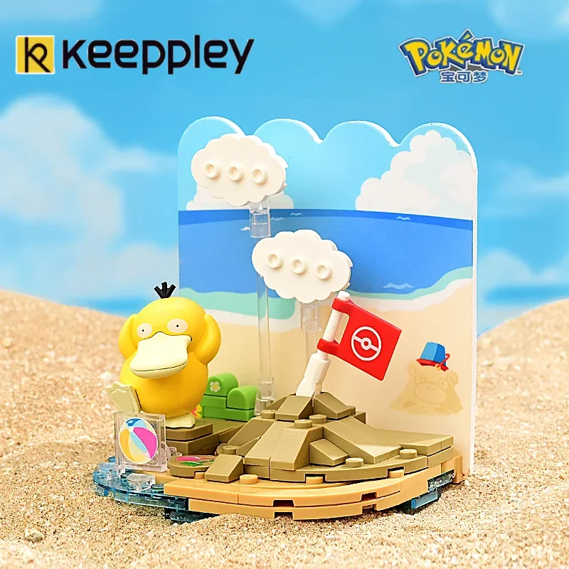 Keepley Model adegan Pokemon rakitan blok bangunan mainan trendi koleksi hadiah liburan ornamen buatan tangan