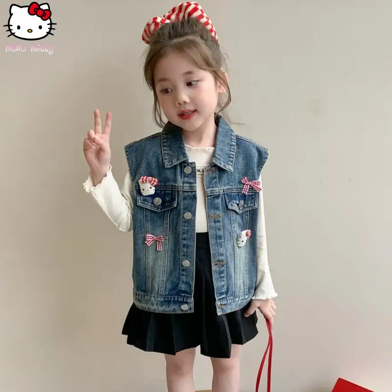 حار Kawaii مرحبا كيتي أنيمي سترة الأطفال الكرتون سترة سترة أنيقة تحمل شعار لعبة البيسبول جديد دافئ ملابس كاجوال مناسبة لخريف فتاة الملابس