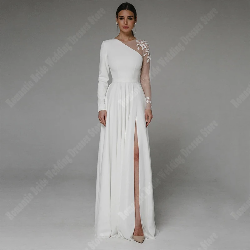 Vestidos De novia blancos puros bohemios para mujer, Vestidos De novia populares De satén con línea A, Vestidos De novia De princesa De superficie brillante, 2024