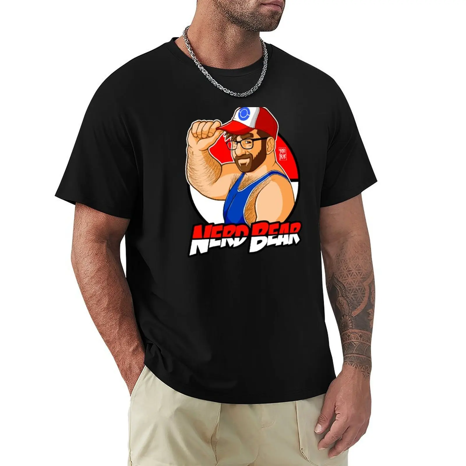 

NERD BEAR - DARK BEARD T-Shirt Fashion Casual Short Sleeve Top