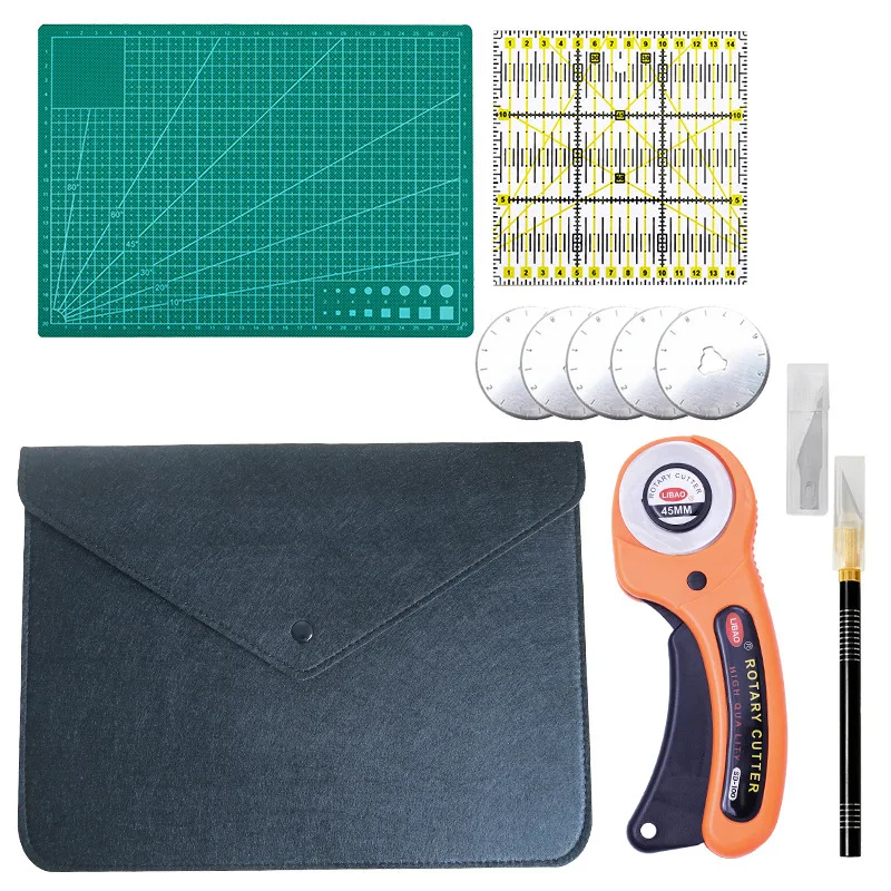 Rotary Cutter Kit Include Fabric Cutter,45mm-28mm Rotary Cutter,Bade,Tracing Wheel,Cutting Mat,Acrylic Ruler,Sewing Clips DIY