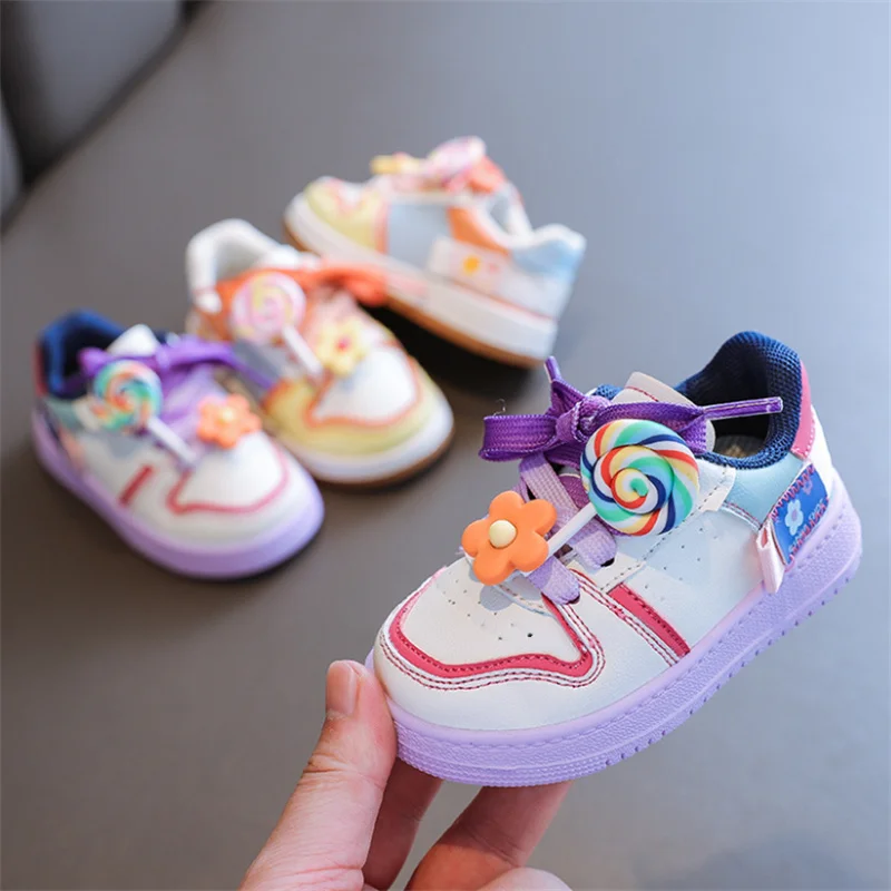 DIMI 2023 Autumn Children Shoes Girls Toddler Shoes Fashion Soft  Breathable Non-Slip Candy Colors Flowers Baby Sneakers