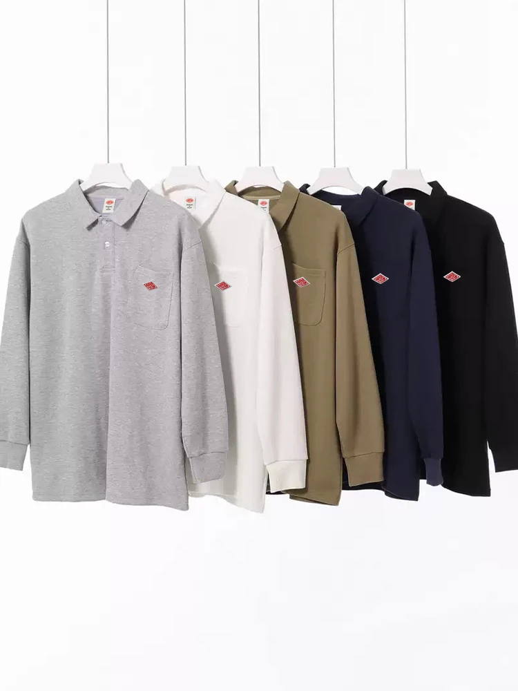 Exports Japan Spring Autumn New Men's Quality Cotton Solid Pocket Long Sleeve Polo-Shirt Embroidery Logo T-shirt Comfortable Top