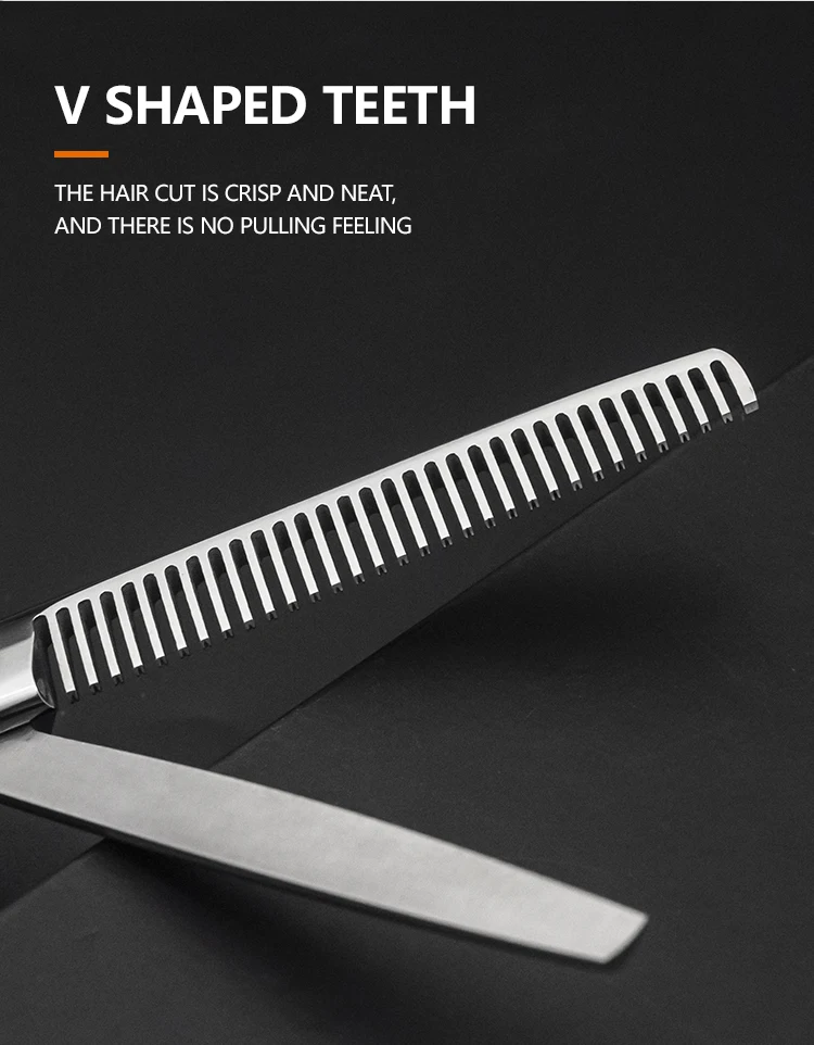 Professionelle VG10 Edelstahl-Haarschere für die rechte Hand, Haarpflegeschere von Direct Factory, Friseur-Scheren-Werkzeug-Set – Detail 7