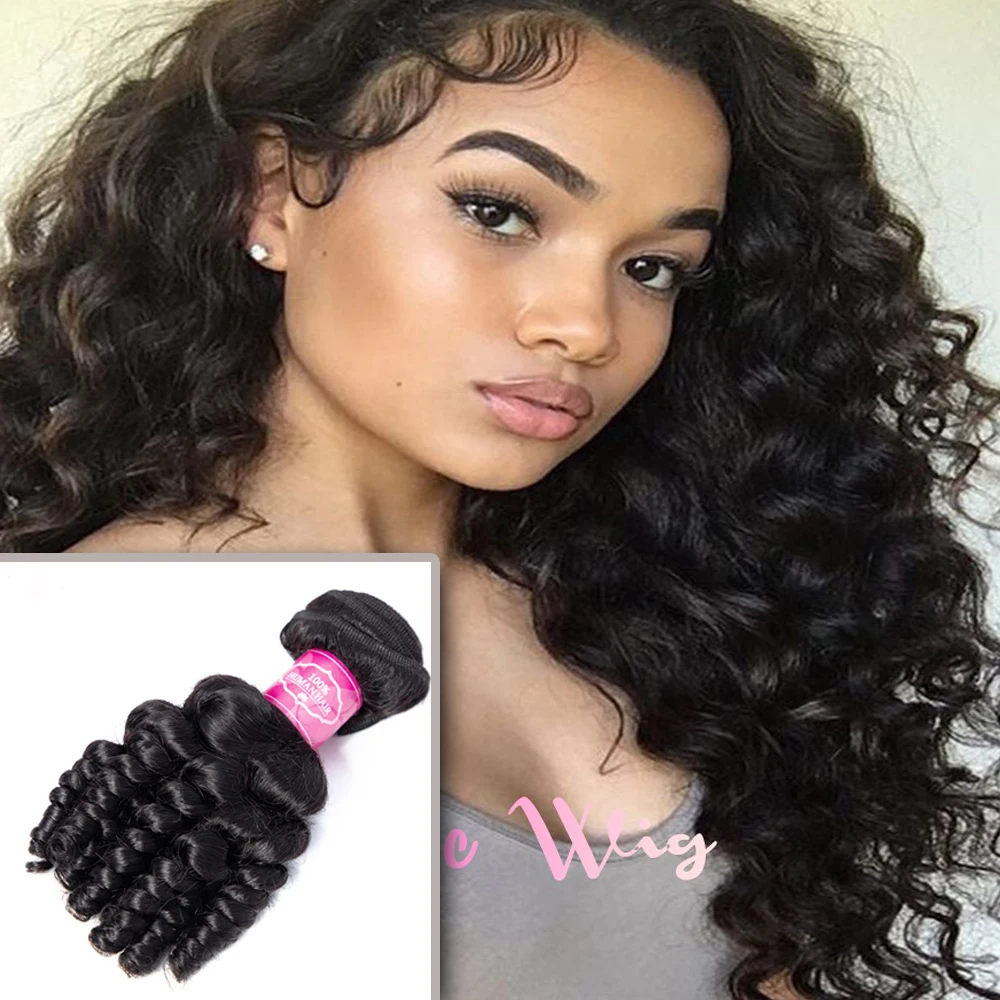 Burmese Curly Hair Bundles Human Hair 3 Blundles Bouncy Curly Loose Wave For Women Natural Black Wet and Wavy Weave Cheveux