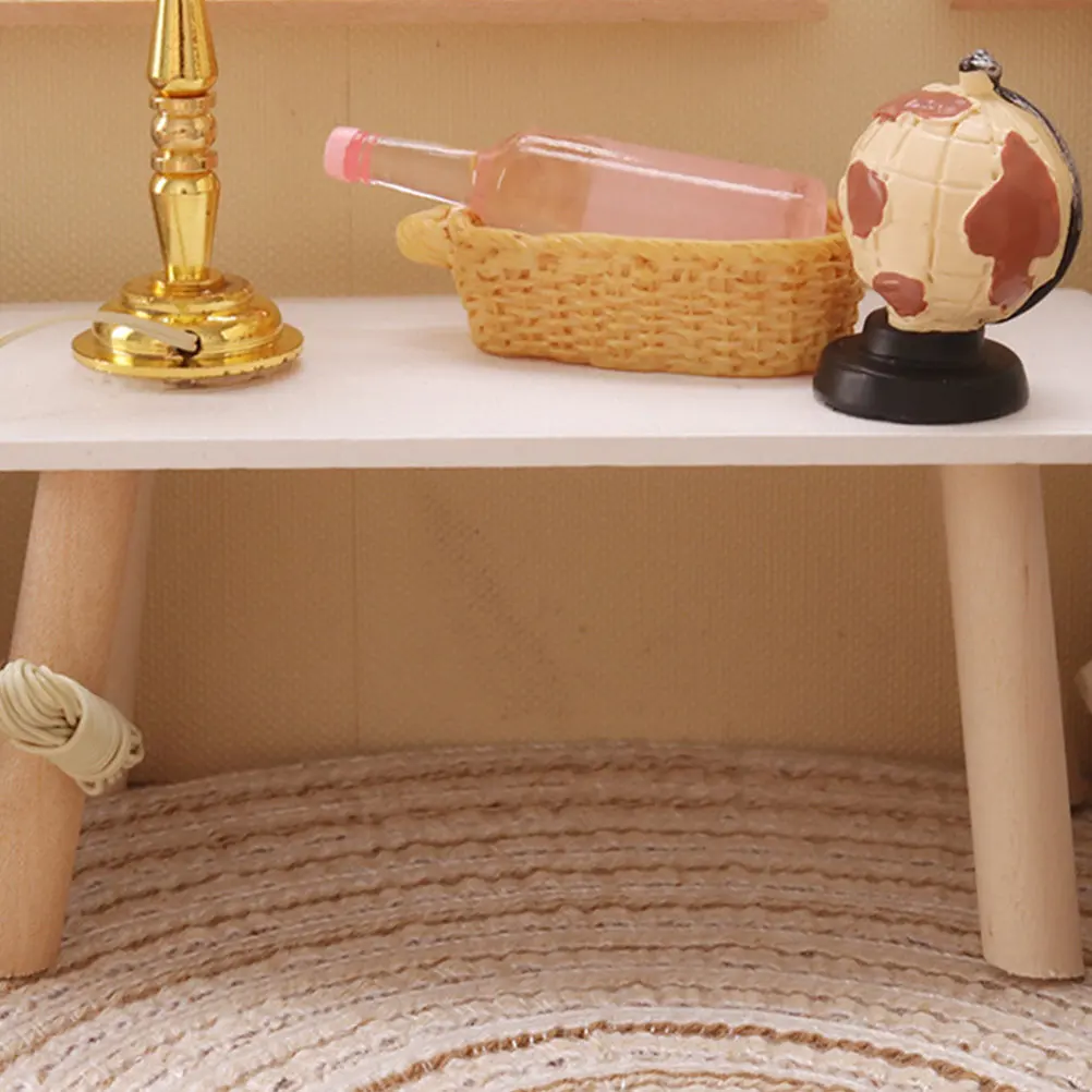 

Miniature Wooden Tea Table Small End Table Mini House Decoration Mini Furniture for Dollhouse Accessories House Decoration