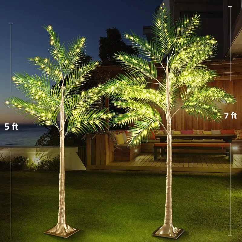 Outdoors LED Garden Palm Tree Lights Waterproof Christmas Courtyard Party Decoration Luminous Tree Lamp Landscape Yard Lights