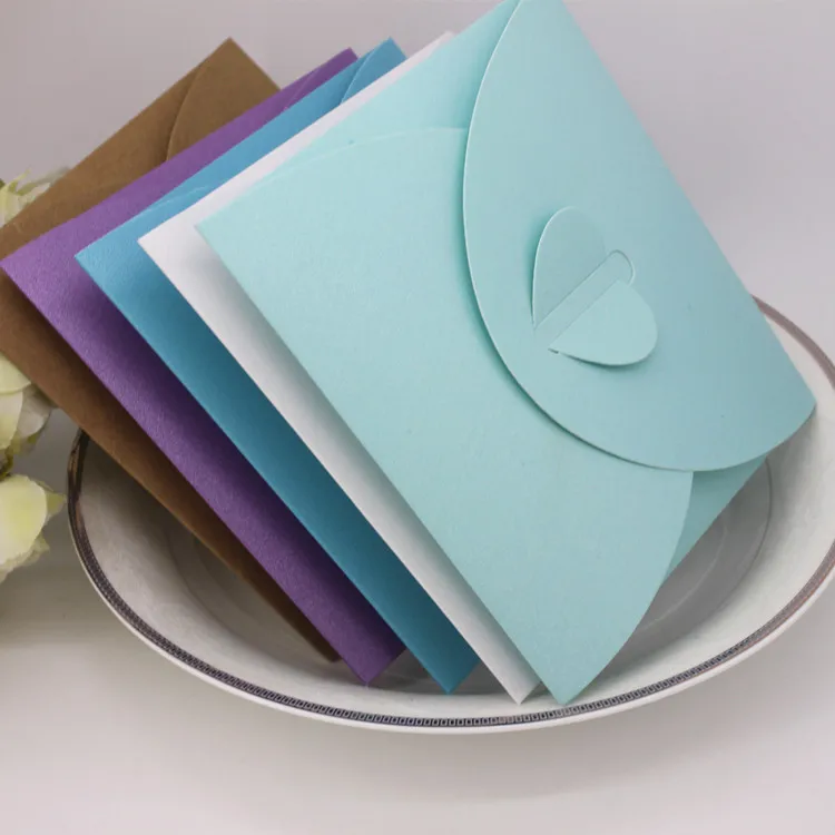 50pcs/lot 13*13cm Heart Kraft Paper Envelopes for CD Mailers