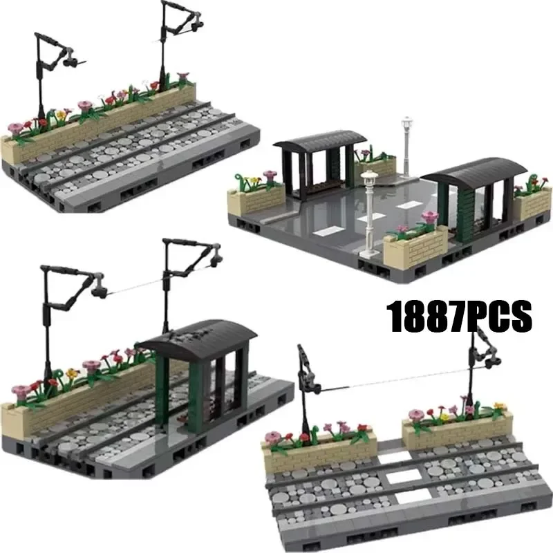 وحدات الترام المسارات مستقيم القياسية عرض الشارع نموذج Moc اللبنات التكنولوجيا وحدات الطوب لتقوم بها بنفسك تجميع لعبة الهدايا
