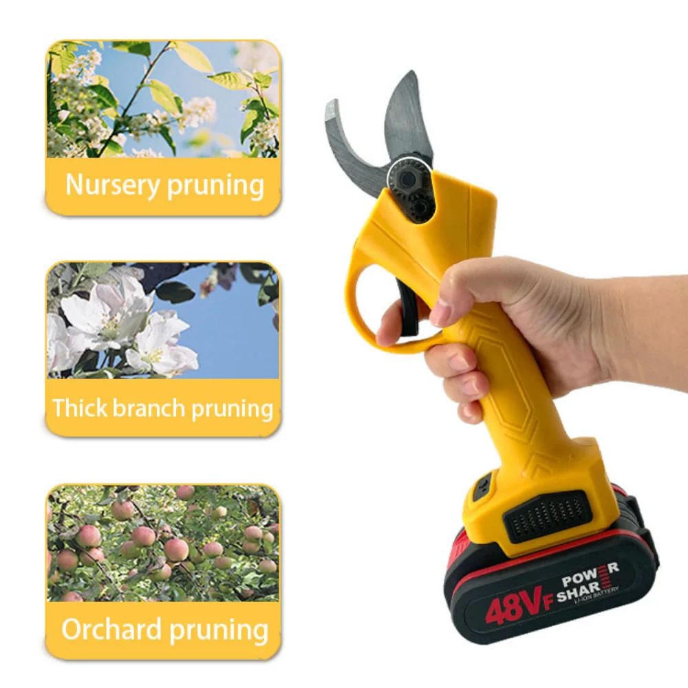 Imagem -04 - Elétrica sem Fio Pruner com Tesoura Brushless Cortador Ramos Ferramentas Paisagismo Árvore Fruit Eficiente Bonsai 48v