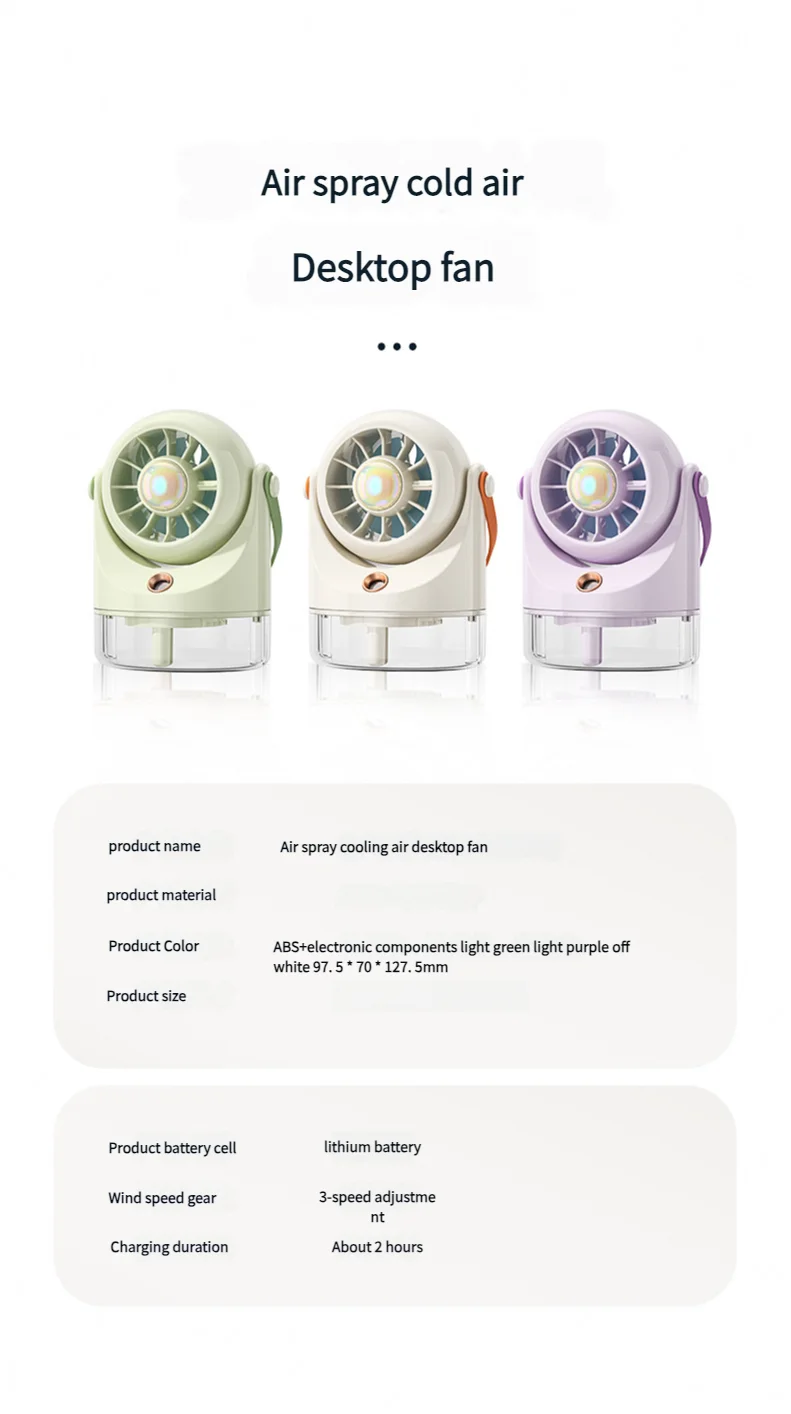 MEET SUN USB-Lade-Mini-Ventilator, Tisch-Sprühklimaanlage, 3-stufiger Klimaventilator mit Wasserkühlung, USB-Typ – Detail 12