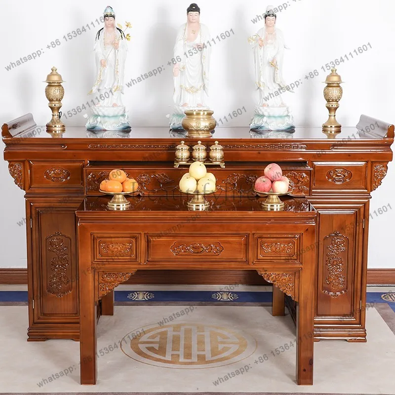 FG  Zhongtang table rural incense case Shentai economical solid wood household Chinese incense table living room decoration