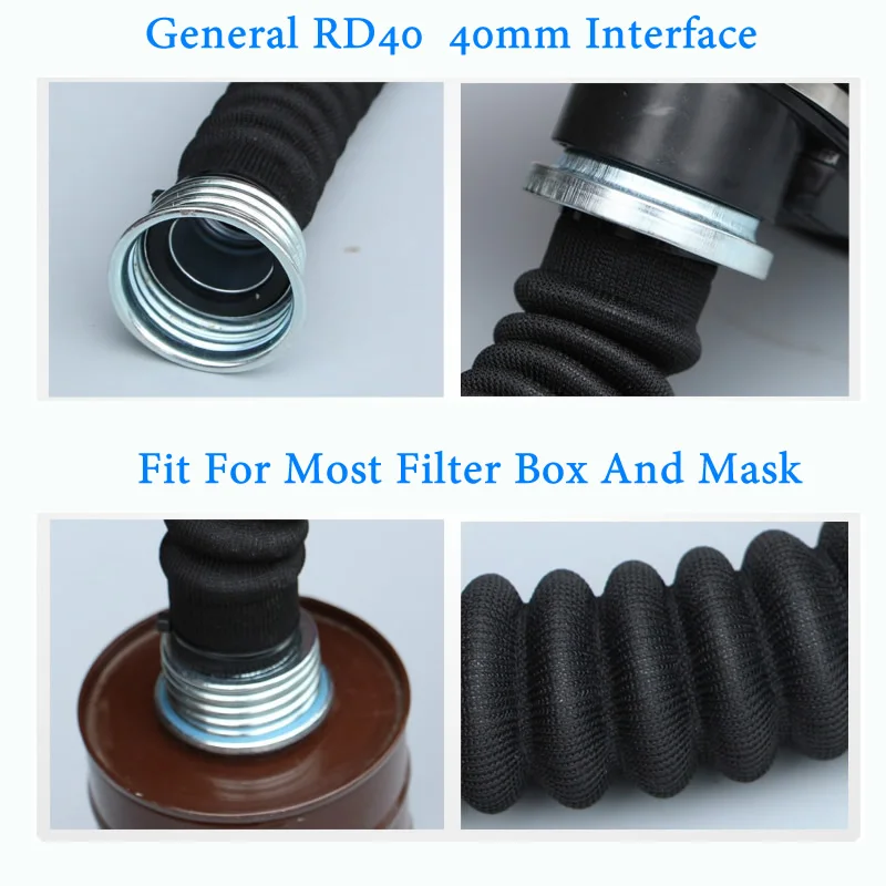 0.5m/1m 40mm Rubber Corrugated Tube Gas Dust Mask Filter Connecting Pipe RD40 Interface Snorkel Wear Resistant Breathing Tube image 2
