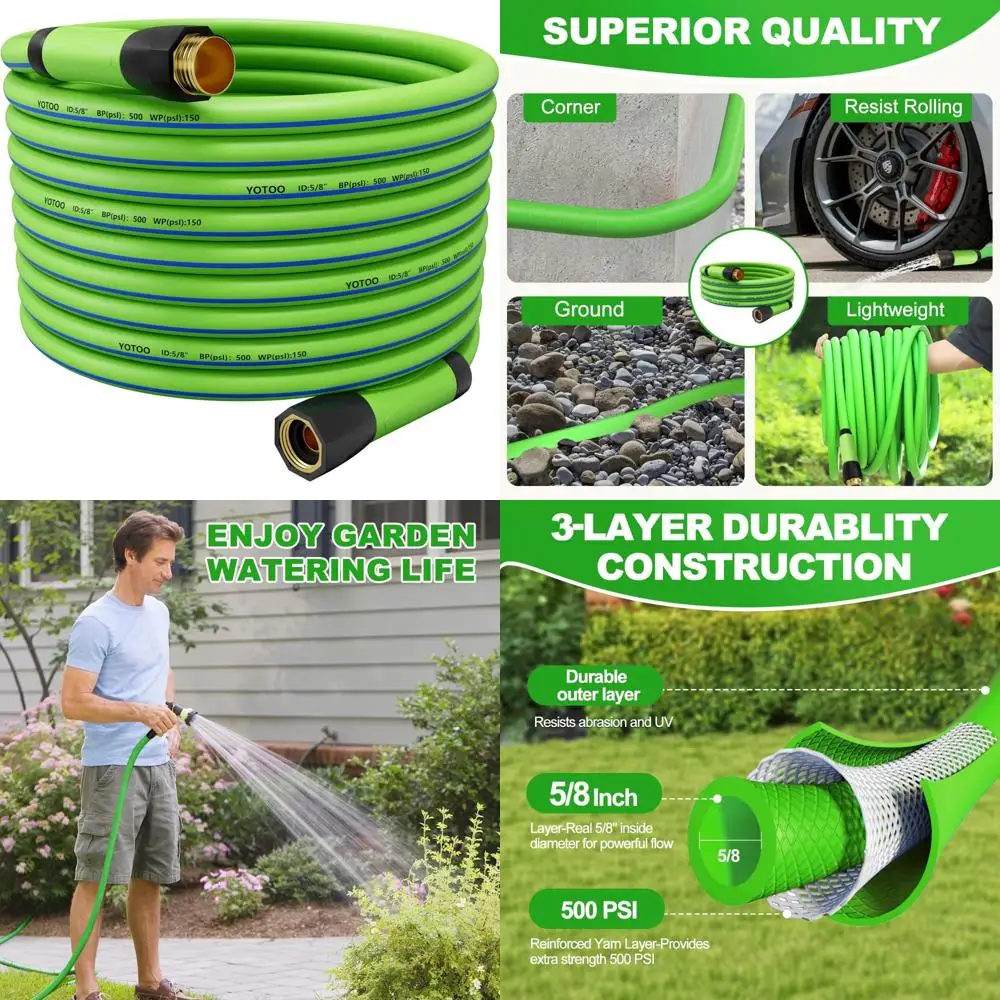 

Сверхмощный садовый шланг длиной 5/8 дюймов, 100 футов, устойчивый к ударам на квадратный дюйм, гибкостью, поворотной ручкой и разъемами 3/4 дюйма.