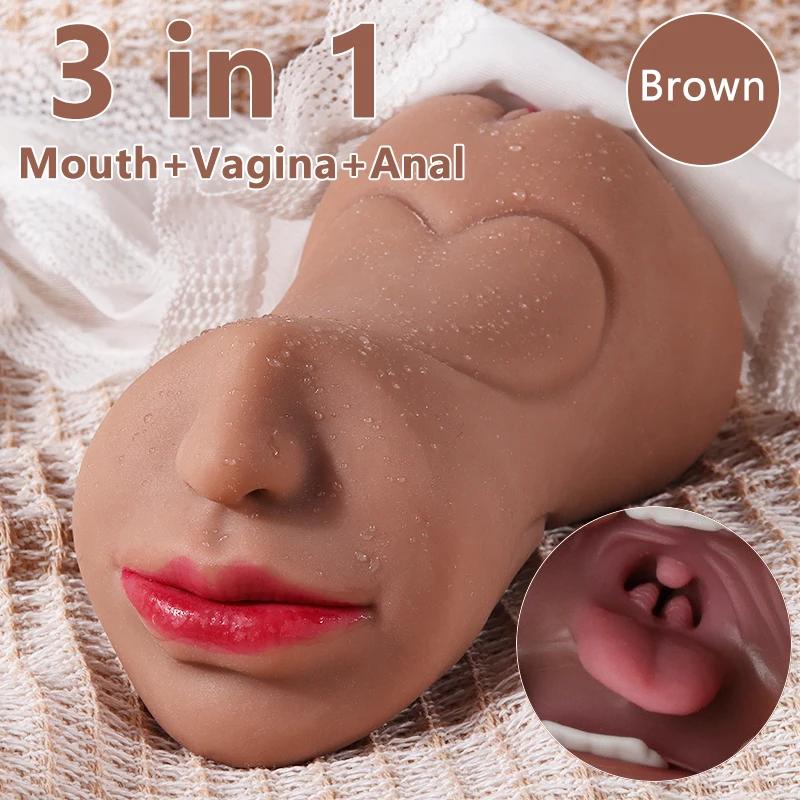 Male Masturbators Sex Toys 3 In 1 Vagina For Men Realistic Vaginal Real Girl Mouth Blowjob Pocket Pussy Adult Goods Masturbation