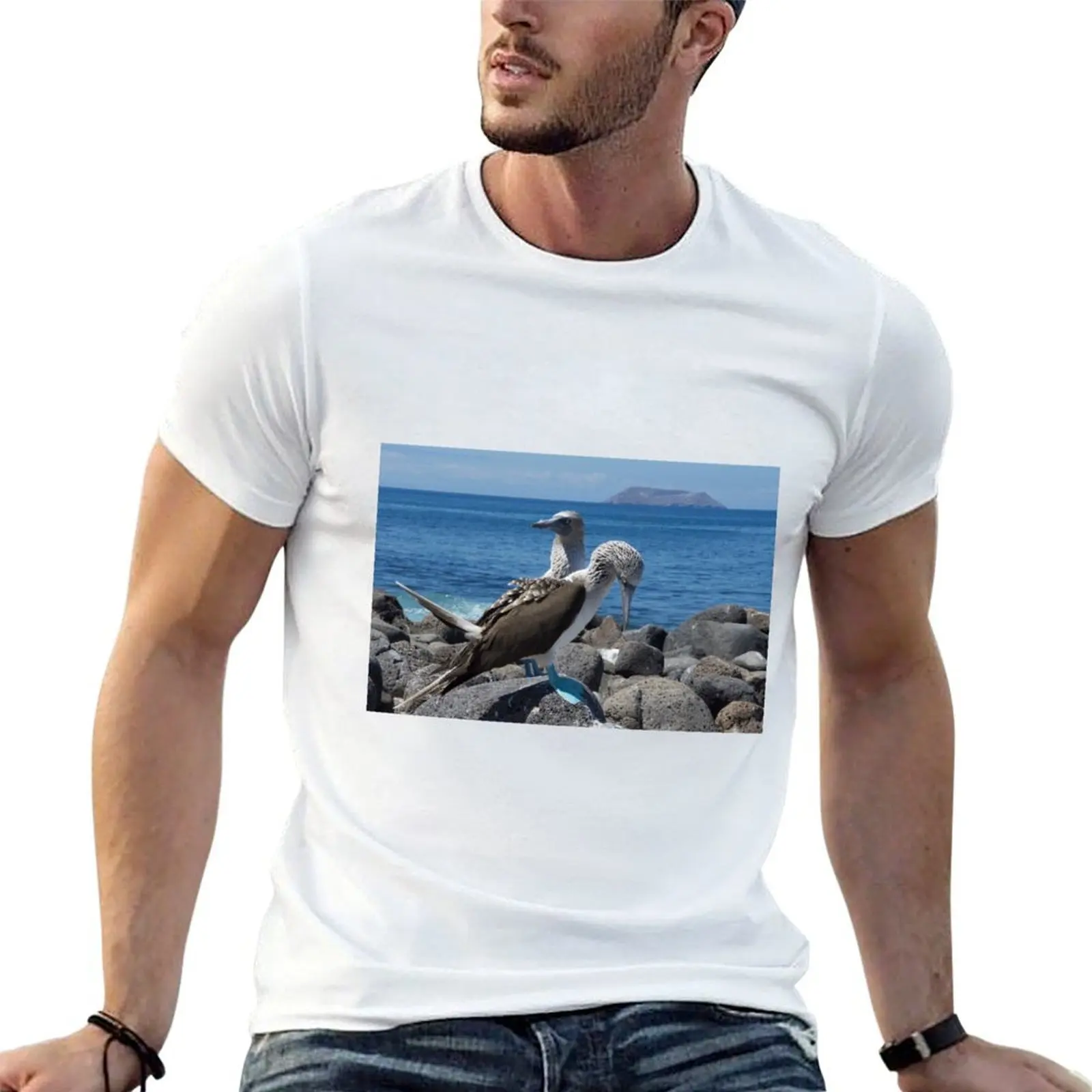 Camiseta Galápagos Blue-footed Boobies, camiseta de diseñador para hombre, camisetas de algodón pesado para hombre, camiseta de algodón