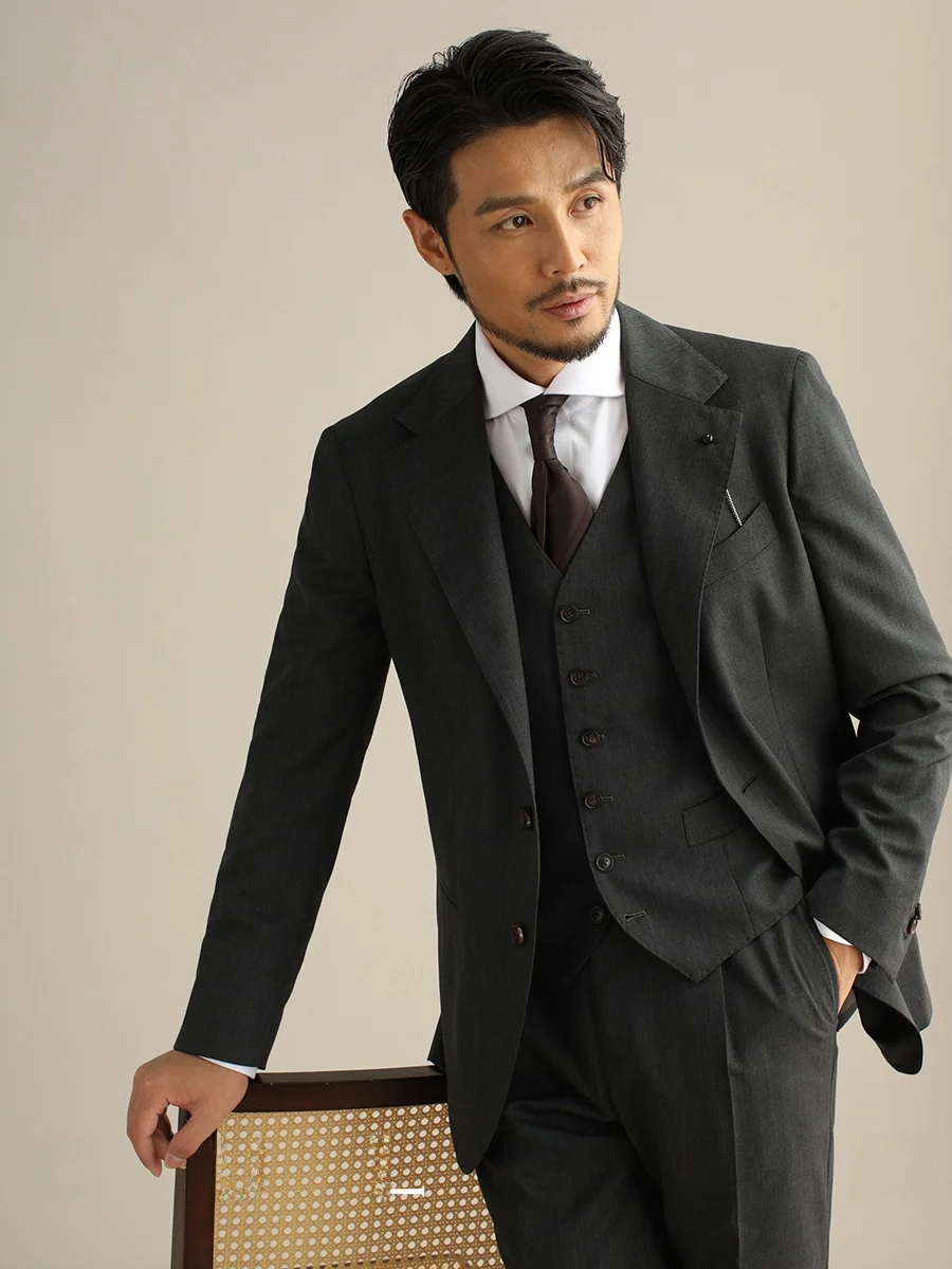 Conjunto de Terno Casual Masculino Estilo Italiano Cultum, Malha Dupla, 60% Lã, Ajuste Padrão, Negócios, E, Mistura de...