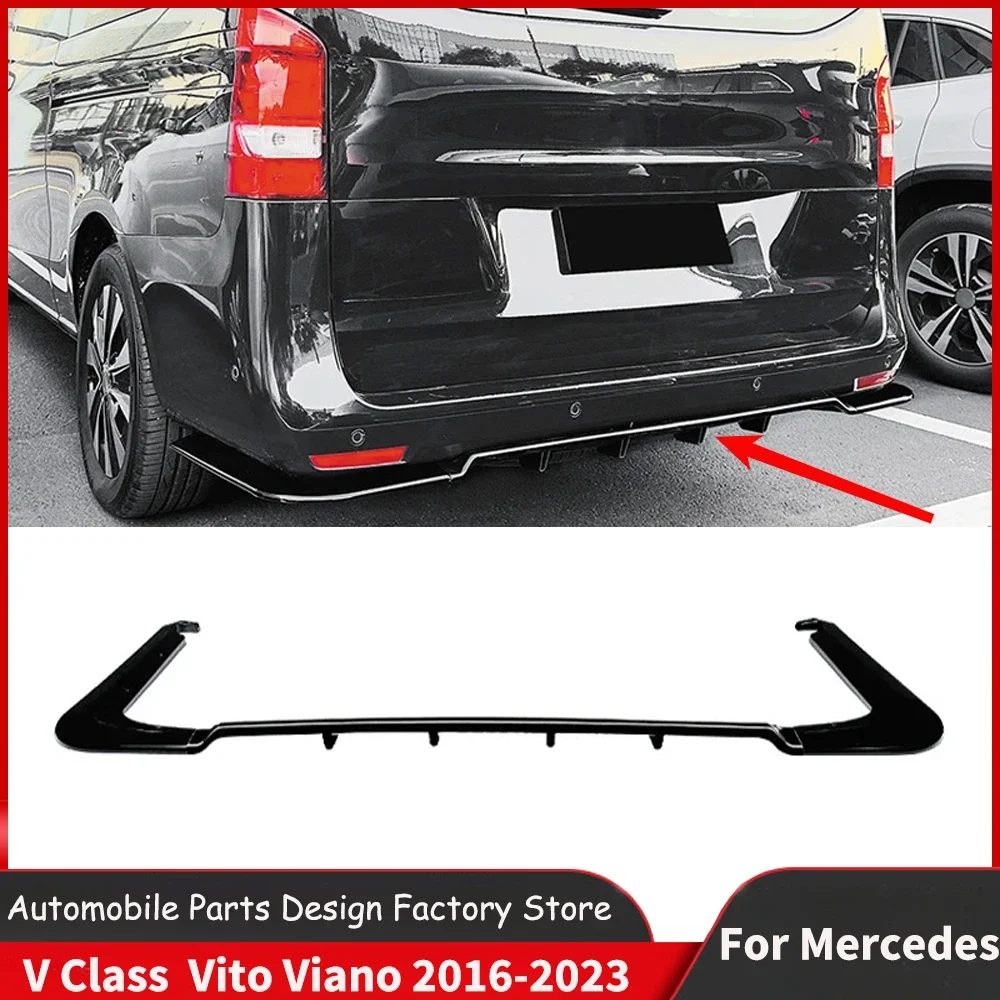 For Mercedes Benz V Class Vito Viano W447 V220 V250 V260 2016-2023 Rear Bumper Diffuser Lip Splitters Spoiler Body Kits Tuning