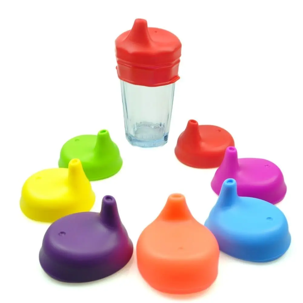 Reuseable With Protruding Straw Hole Silicone Sippy Cup Lids Leak Proof Splash Proof Straw Cup Covers Stretchable BPA-free Kids