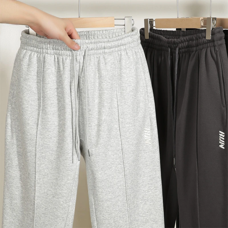 Autumn Winter Fleece Sweatpants Men Warm Casual Pants Sports Trouser Letter Embroidery Loose Outdoor Pants Clothing Trend New