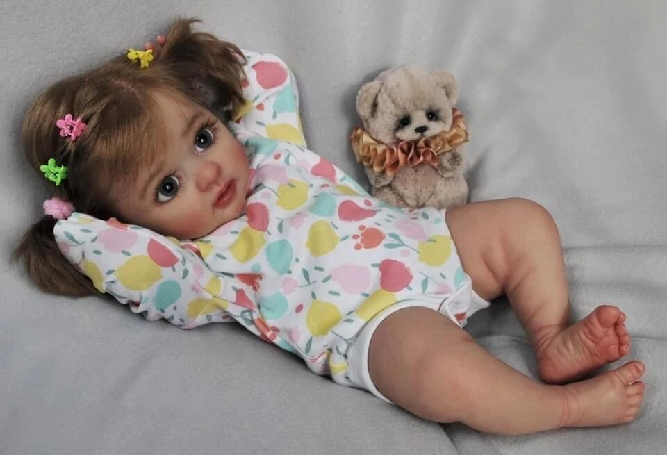 

40CM Cute Reborn Baby Girl Doll Layla Lifelike 3D Painting with Veins Multiple Layers Gifts for Adults