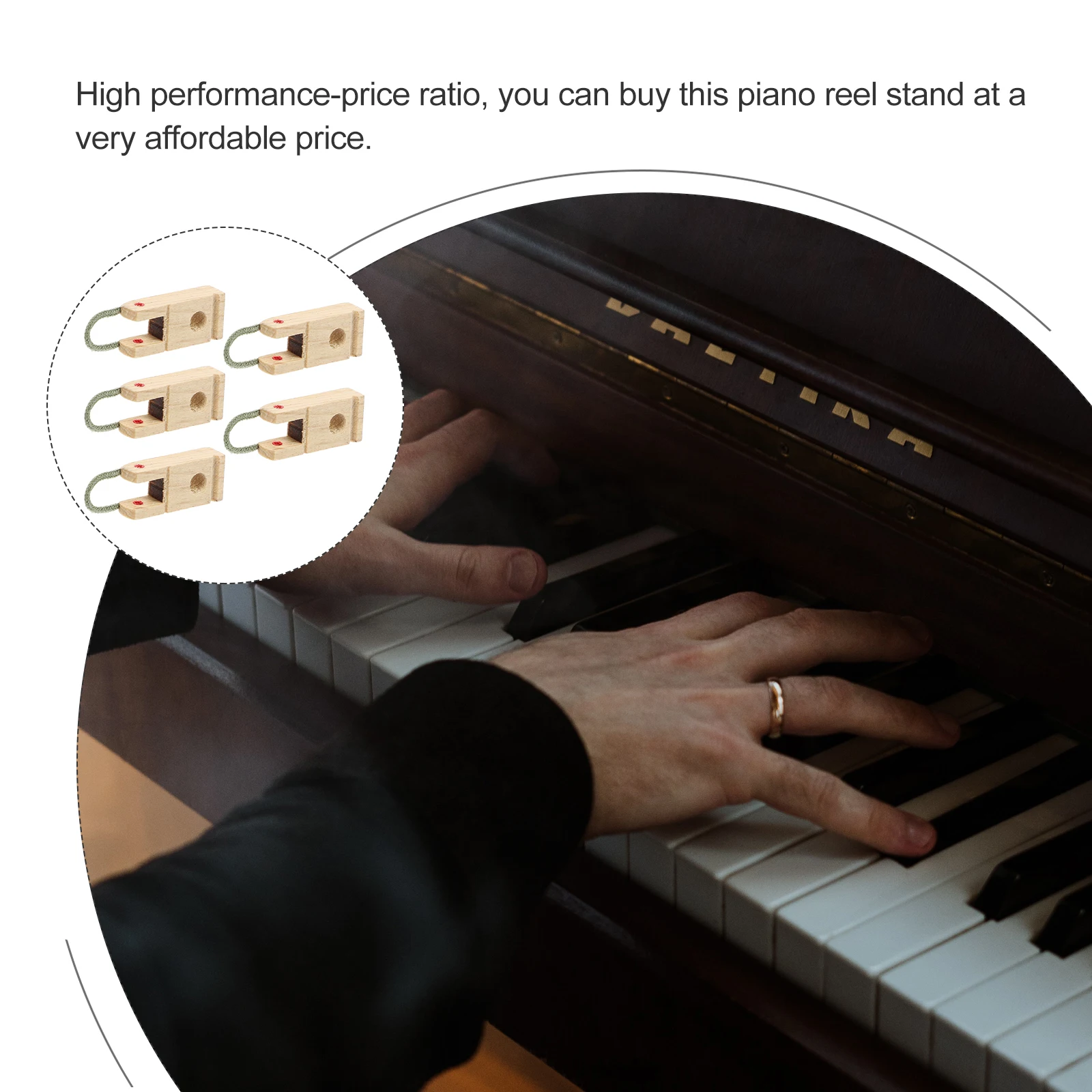 

5pcs Piano Middle Pedestals Polished Whole Wood Durable Replacement Shaft Rope Easy Install Smooth Edges Piano Repairing Tools