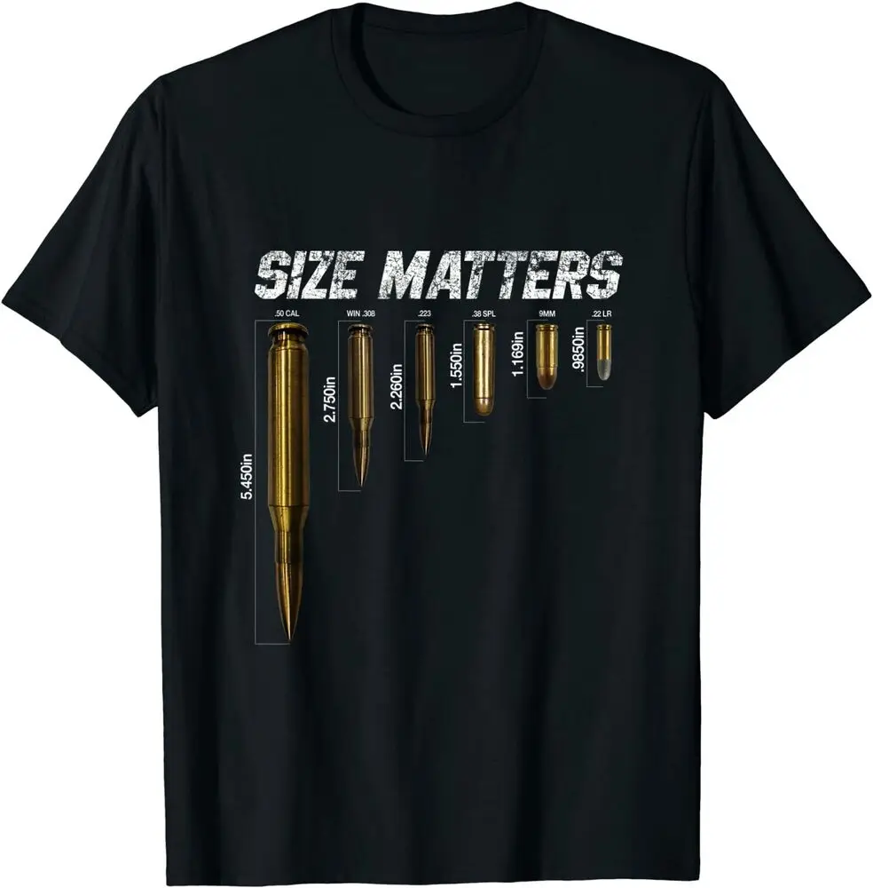 Funny Gun Expert, Size Matters Bullets T-Shirt Anime Graphic T-shirts For Men Clothing Women Short Sleeve Tees New Arrival