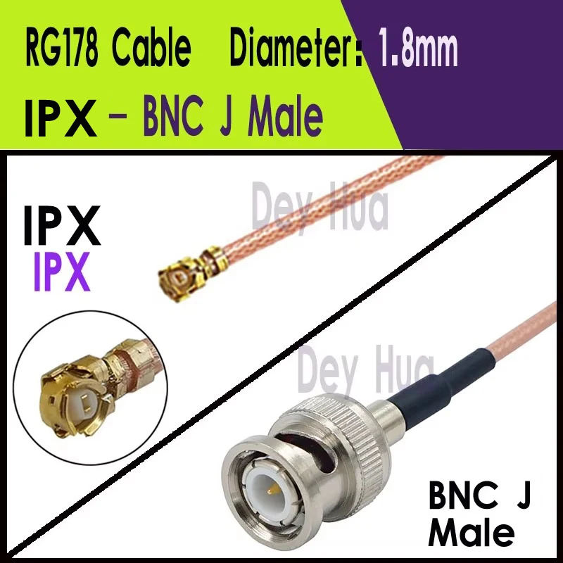 10PCS/1PCS BNC Male to ufl IPX IPX1 IPX4  MHF4 RF coaxial RG178 1.13 0.81 RF BNCJ jumper pigtail cable