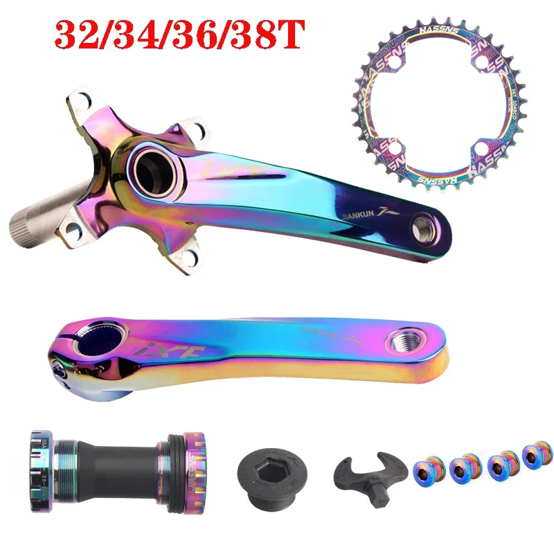 MTB bike crankset IXF crank arm Hollowtech 104 Bcd crank 2 crown dazzle color 32/34/36/38T mountain bike connecting rod