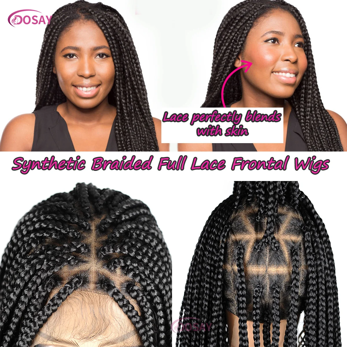 Full Lace Frontale Pruiken Cornrow Gedraaid Gevlochten Pruiken Voor Zwarte Vrouwen Doos Gevlochten Kant Voorkant Pruik Godin Vlechten Synthetische Pruiken