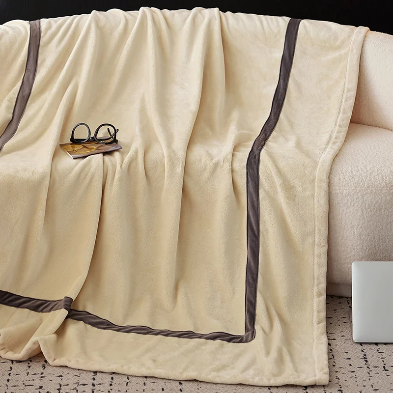 New Fashion Flannel Blanket Fleece Blandets Soft Warm Solid Beige Winter Throw 200*230cm Bed Linen Sheet Bedspread Home Textile