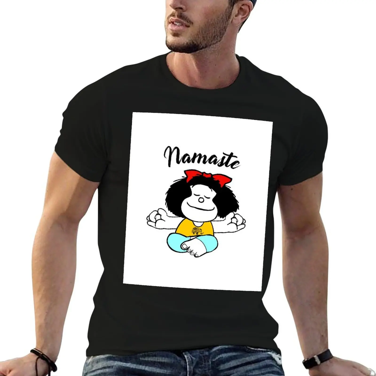 Mafalda Namaste T-Shirt Plus Size Summer Short Sleeve T-Shirt