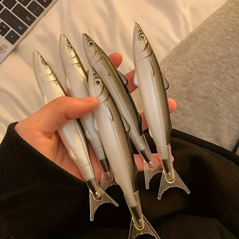 

1/5PCS Salty Fish Pen - Funny Black Novelty Pen for Office & School Supplies, Unique Desk Accessory Gift for Students & Coworker