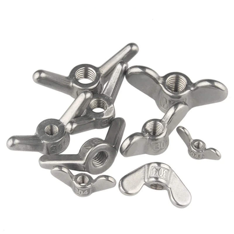 304 Stainless Steel Large Ears Hand Tighten Nutsert Wing Nut Butterfly Nut Ingot Two Claw Nuts M4M5M6M8M10M12M14M16M18M20M24