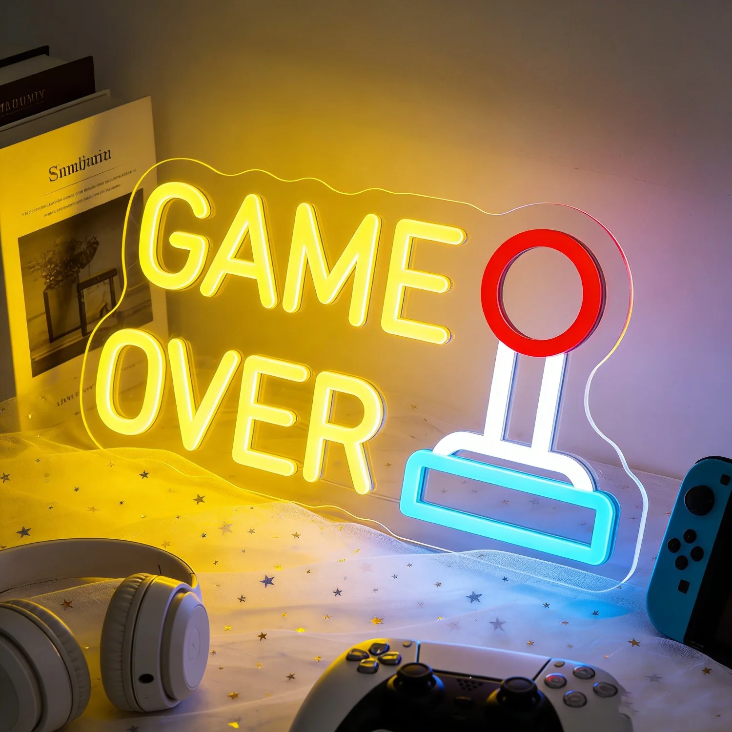 

Неоновая LED-вывеска «Game Over» с USB-контроллером, регулируемая по яркости, для декора игровой комнаты, подарок для любителей видеоигр, светильник для мужской комнаты/спальни
