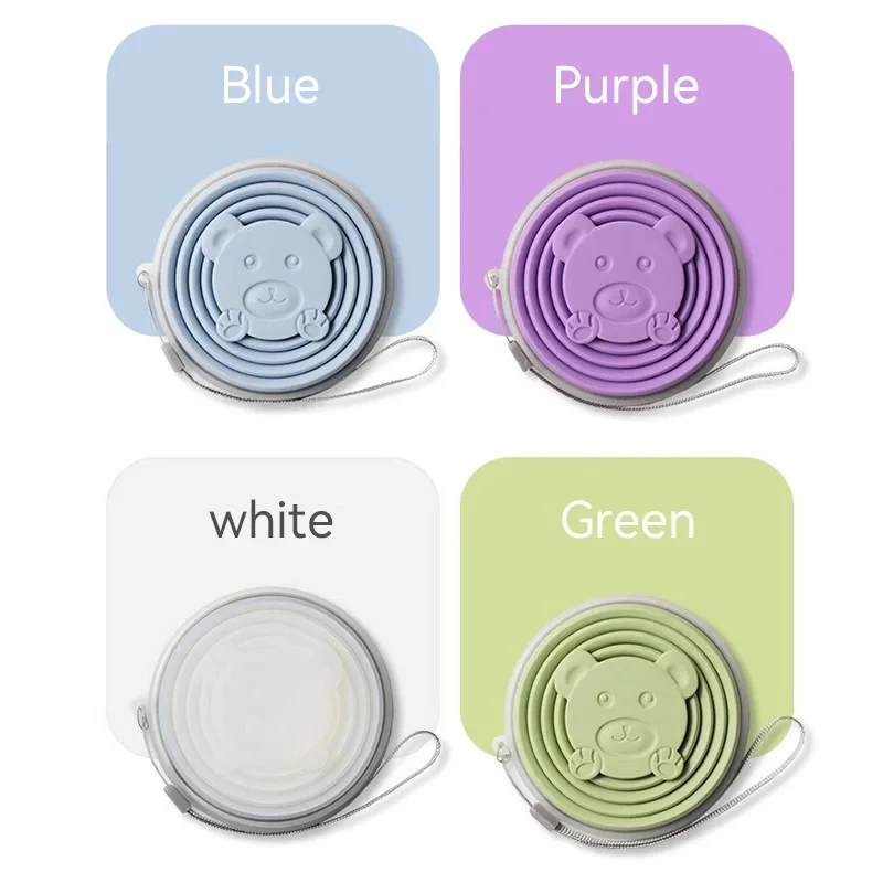 Portable Foldable Silicone Cup for Travel Cute Bear Design Collapsible Water Bottle Mouthwash Cup 180ml view 5