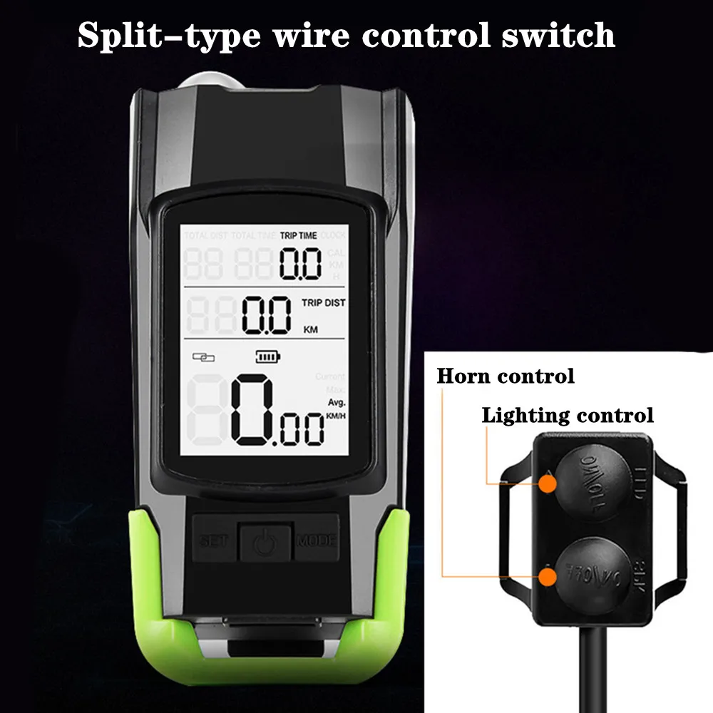 800LM الدراجة العلوي عداد السرعة القرن 3 في 1 قابلة للشحن دراجة الجبهة مصباح الدراجات الكمبيوتر الجبلية ضوء مصباح يدوي مقاوم للماء