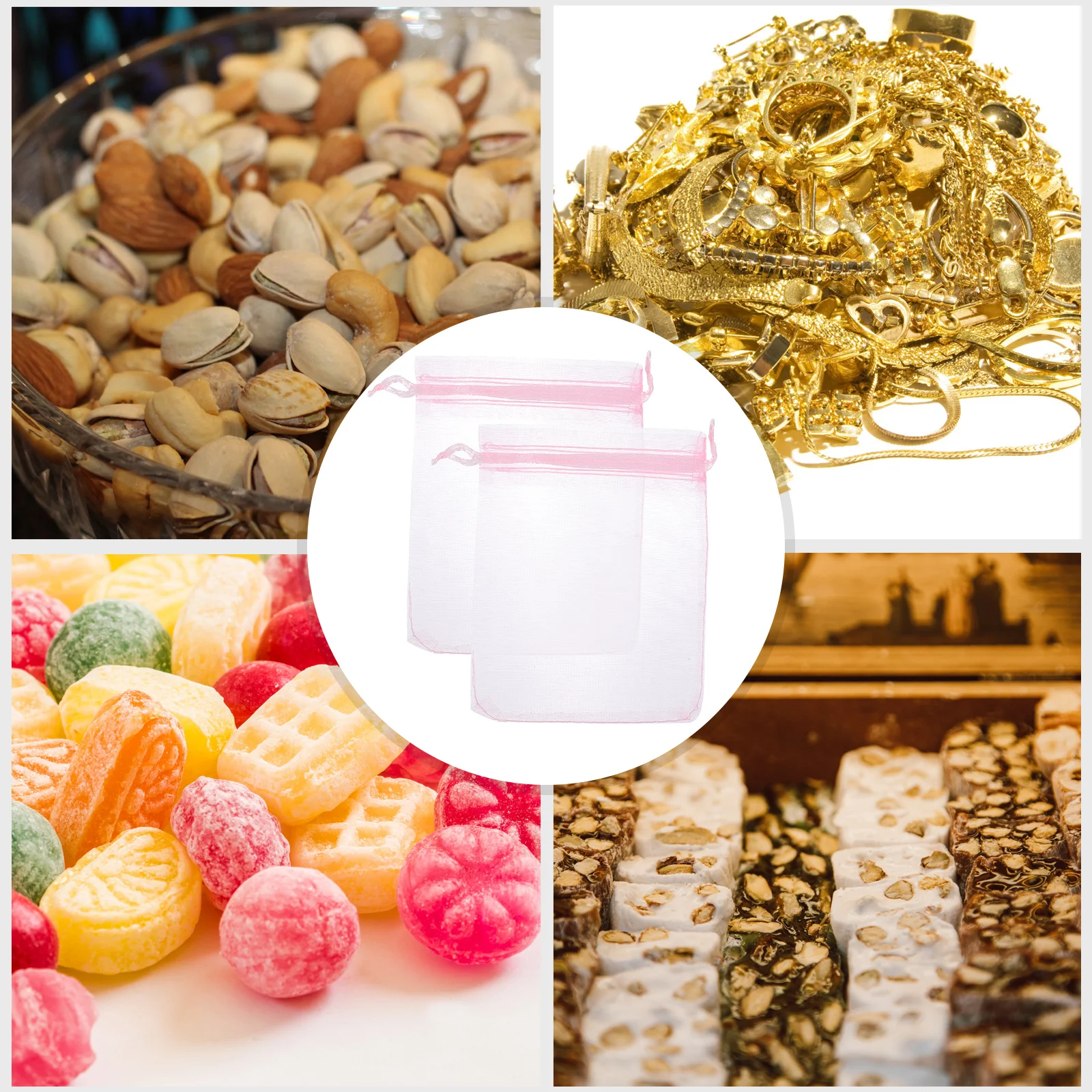 

100 Pcs Jewelry Bag Gift Candy Favor Bags Organza Wedding Party Small for Bracelets
