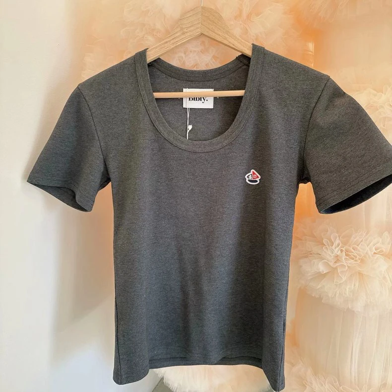 2025 새로운 봄 여름 모든 경기 여성 반팔 티셔츠 솔리드 컬러 슬림 기본 탑 자수 o 넥 풀오버 코튼 티셔츠