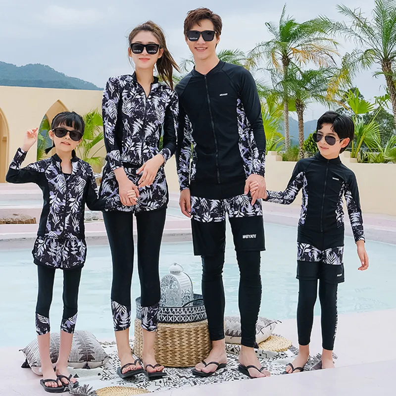 Matching Family Rash Guard set Swim Shirts Long Sleeve Sun UV Protect Quick Dry Bathing Suit Kids/Adult Surf Swimsuit Tracksuit