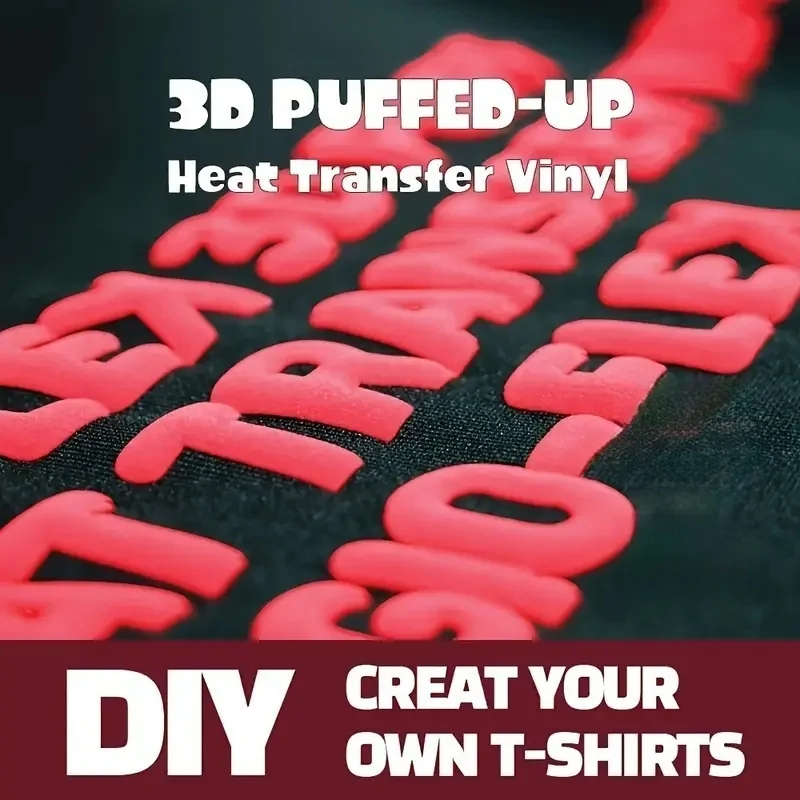 3D Puff Vinyl Base for DIY T-Shirts, Caps, Face Masks, Backpacks - Compatible with All Kinds of Machines, Irons & Heat Presses