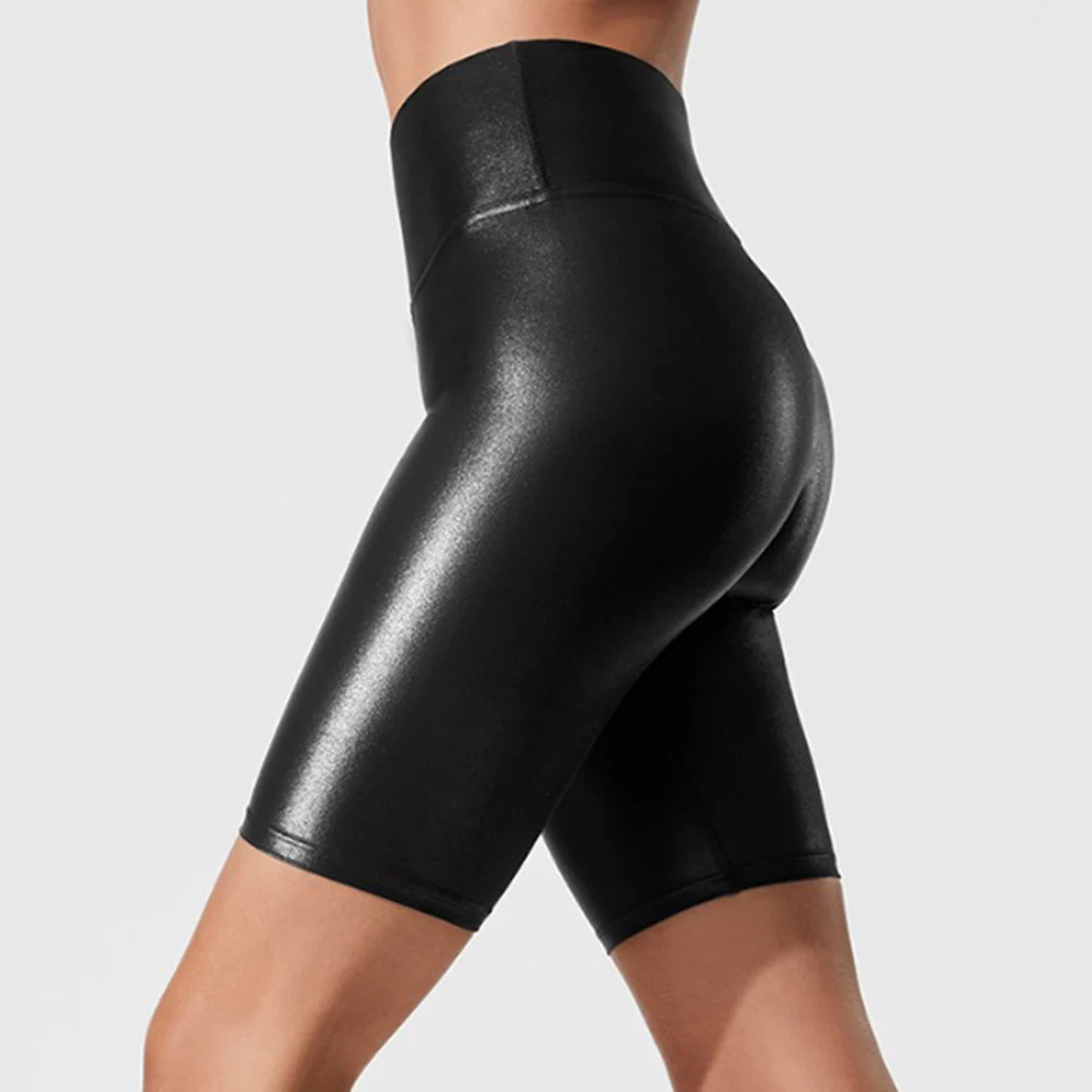 Faux Leather Hot Pants Shorts Ladies Slim fit Sports Stretch Wet Look Womens Yoga Casual Clubwear Gym High Waist