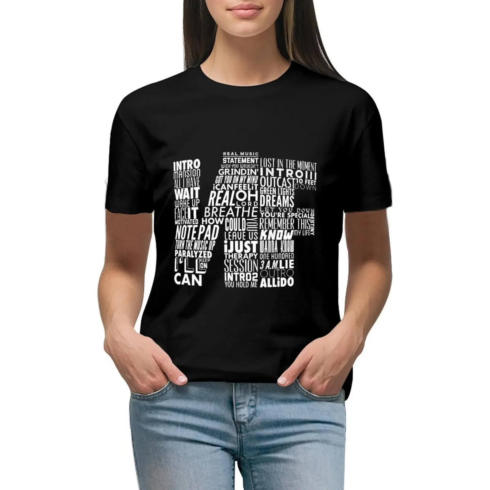 

NF - Word Collaboration Design T-Shirt graphics new edition plain t-shirts for Women loose fit