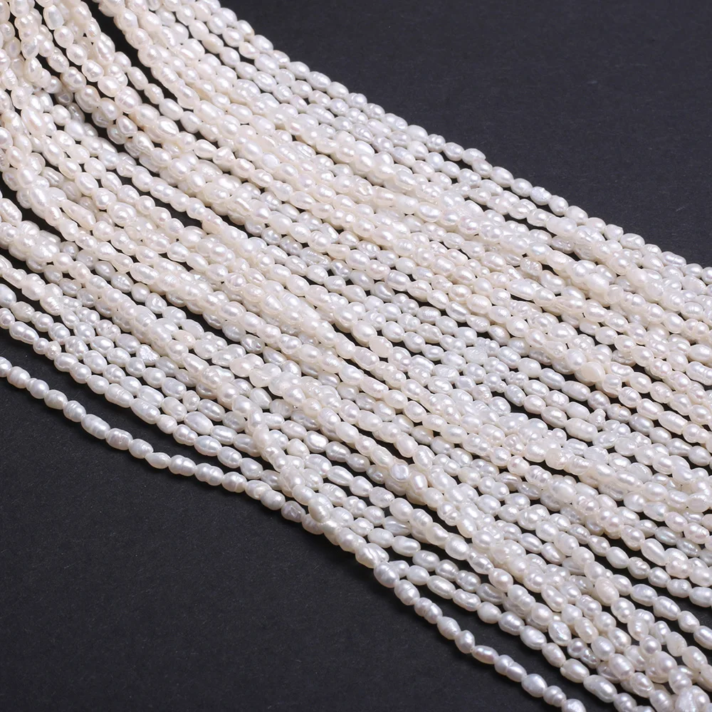 2-2.5mm AAA Delicate Rice Shaped Pearl High Quality Natural Freshwater Pearls Loose Spacer Beads for Jewelry Making DIY Necklace