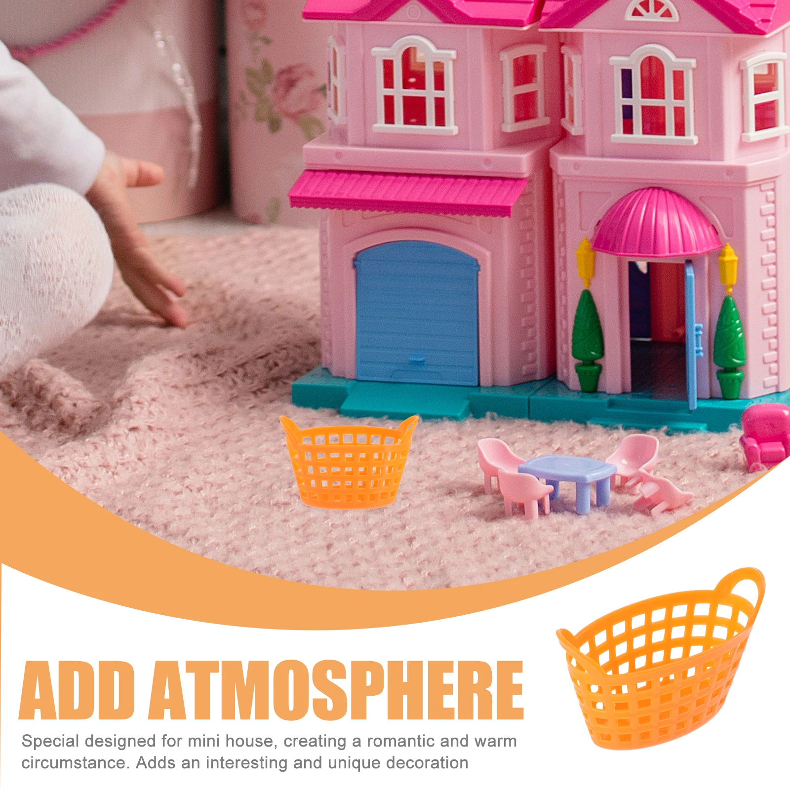 

10Pcs Mini Shopping Baskets Plastic Durable Handheld Compact Decorative Easter Spring Wedding Baby Shower Craft Decors