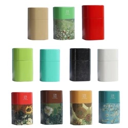 Elegant Tea Jar Metal Tea Canister for Loose Tea Storage Oil Painting Pattern Coffee Storage Container Tea Canister Can