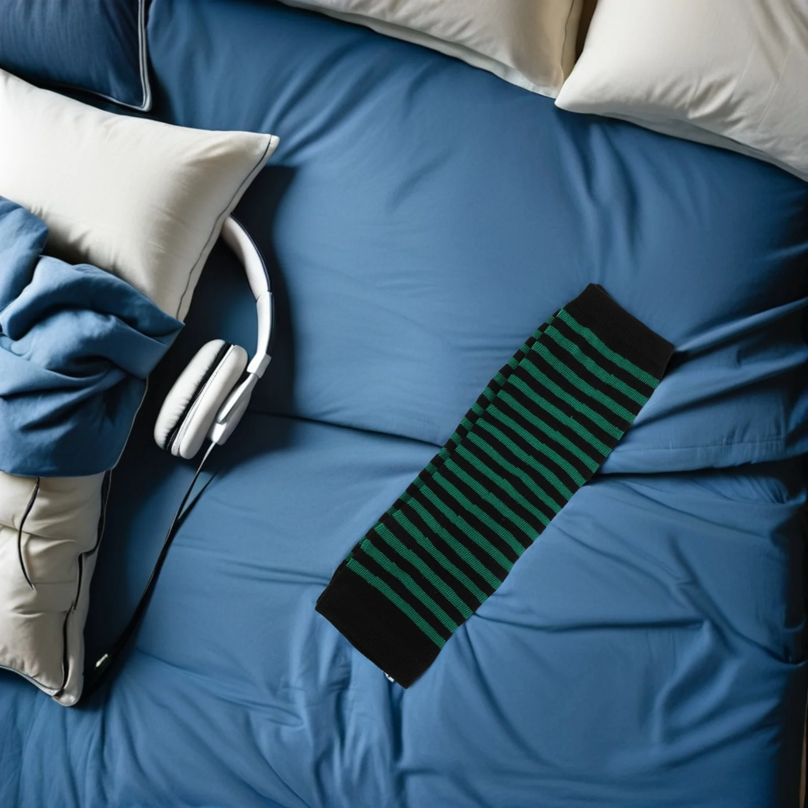 

6pcs Striped Fingerless Gloves For Women Green Knit Arm Warmers Half Finger Mittens Long Sleeve Driving Outdoor Sports