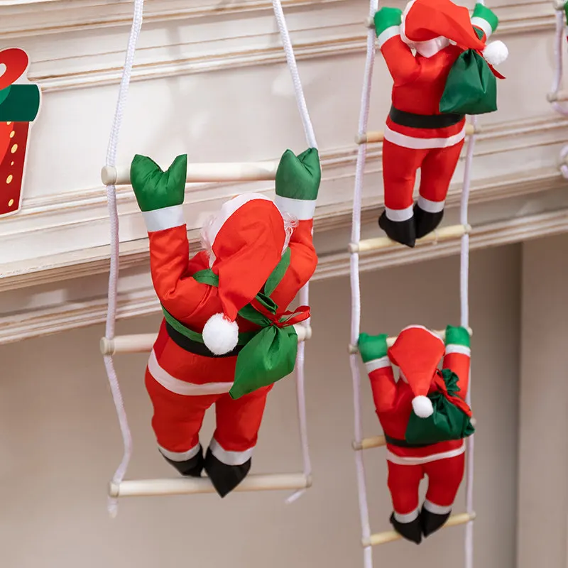 Christmas Santa Climbing Ladder Hanging Ornament for Shop Window Display and Christmas Tree Decoration 2026 New Year Gift