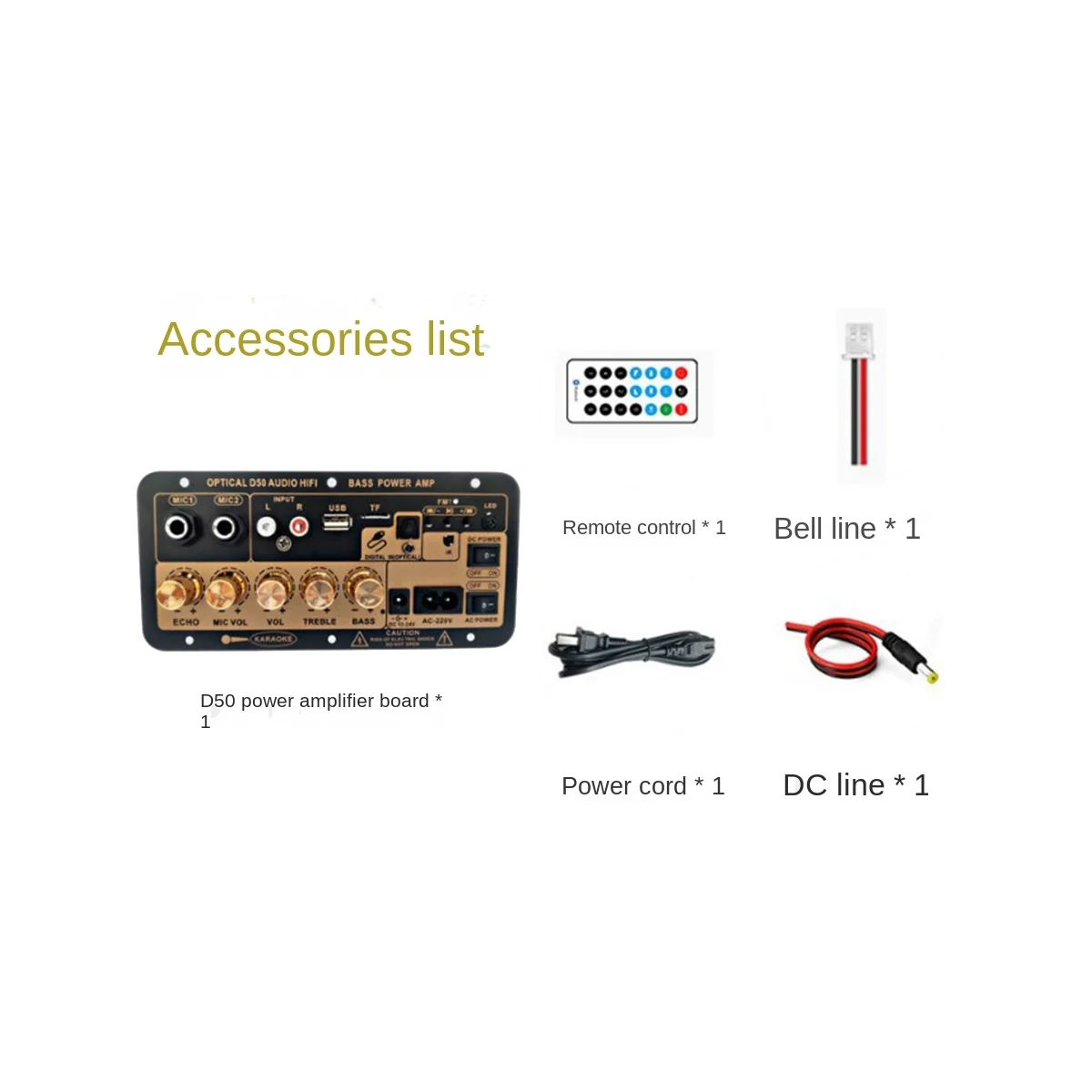 D50 Amplifier Board with Optical Audio Bluetooth AMP USB FM Radio TF Player DIY Audio Subwoofer Car-EU Plug