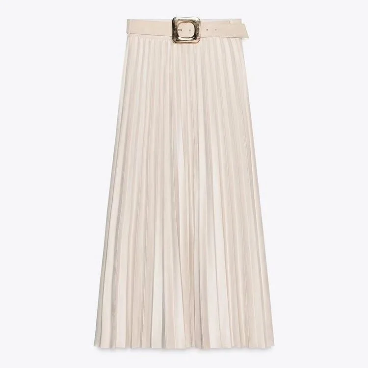 

New Autumn 2025 Women's Midi Skirt with Belt Velvet Effect Pleated f Body Skirt Chinese Sle Casual Straight A-Line Skirt